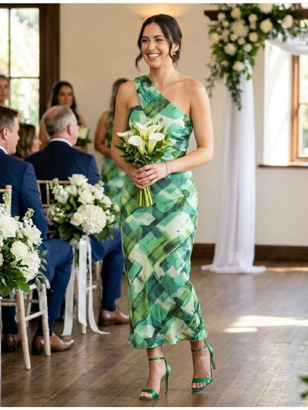 NWT GREEN ABSTRACT  Lulu's MAXI STATEMENT Dress